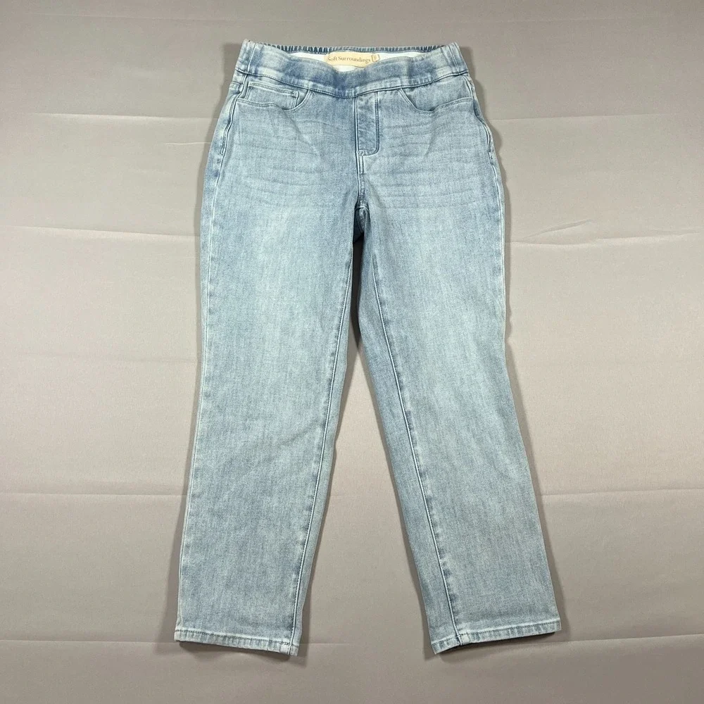 Soft Surroundings The Ultimate Denim Pull On Crop Jeans Women 27 Blue Skinny Leg